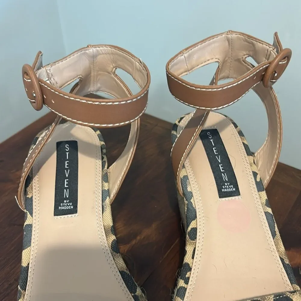 Steven by Steve Madden Kippie Ankle Strap Espadrille Wedge Sandals Size 8.5M